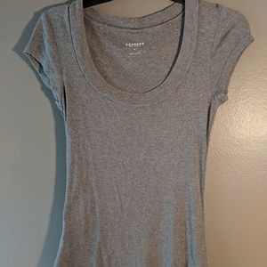 Express Gray Scoop Neck Form-Fitting Top